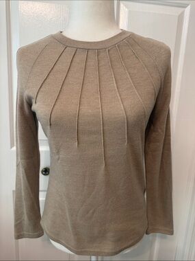 Rouge! Taupe Long-Sleeve Pleated Front Sweater